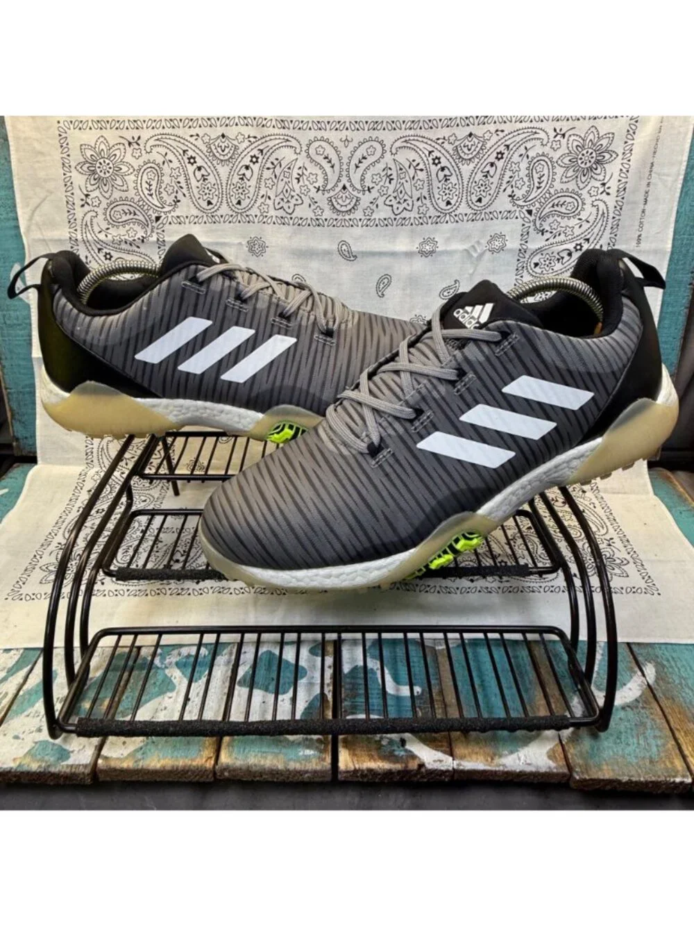 Adidas CodeChaos Spikeless Golf Shoes Men Sz 12 Gray Black Sneakers EE9103 EUC